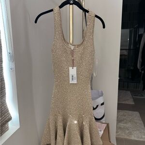 LoveShackFancy Glittering Gold Mini Dress
